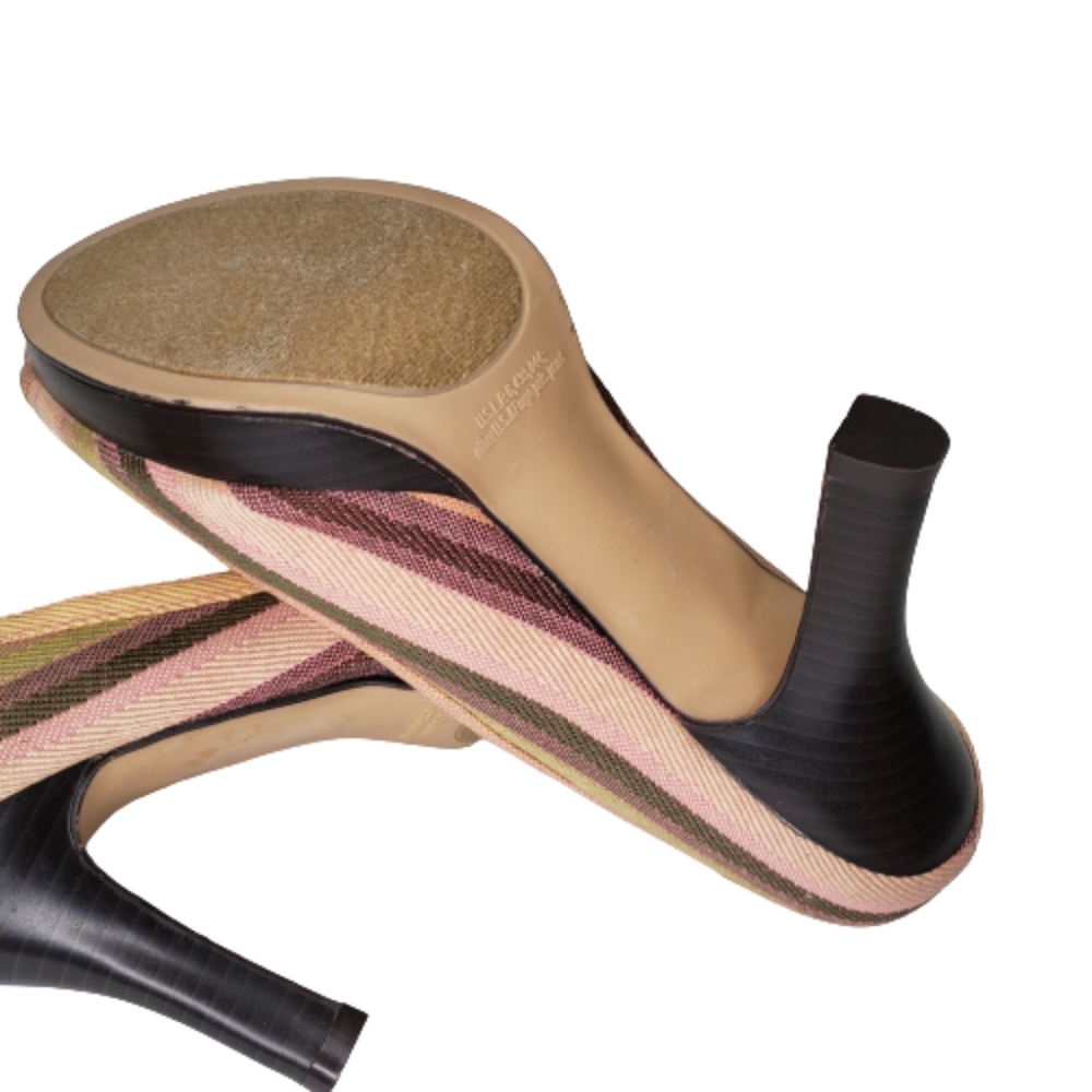 Madden Girl LABAMBAA Striped Peep Toe Heels - Picture 3 of 9